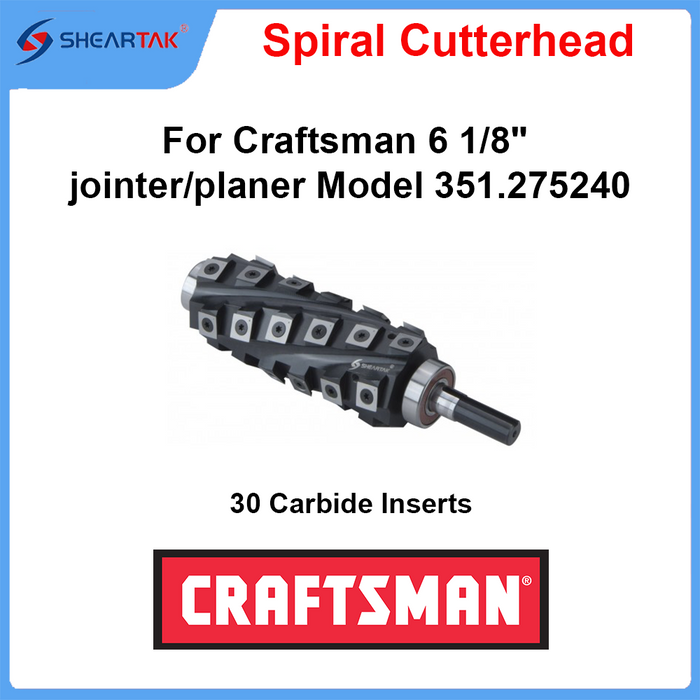 Spiral Cutterhead for Craftsman 6 1/8" jointer/planer Model 351.275240 - Sheartak Tools