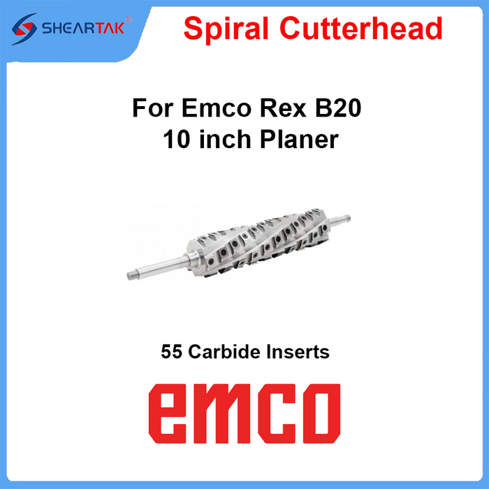 Emco Rex B20 10" Planer Spiral Cutterhead with 55 Carbide Inserts