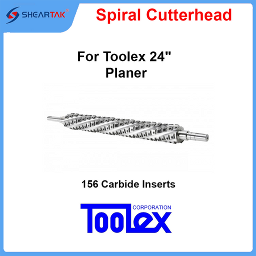 Sheartak Spiral Cutter Head for Toolex 24" Planer with 156 Carbide Inserts - Sheartak Tools