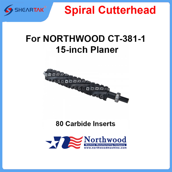 Spiral Cutterhead for NORTHWOOD CT-381-1 15-inch Planer