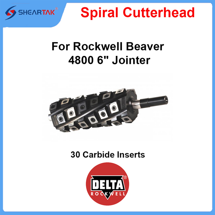 Spiral Helical Cutterhead for Rockwell Beaver 4800 6" Jointer