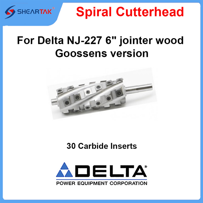 Spiral Cutterhead for Delta NJ-227 6" jointer wood Goossens version