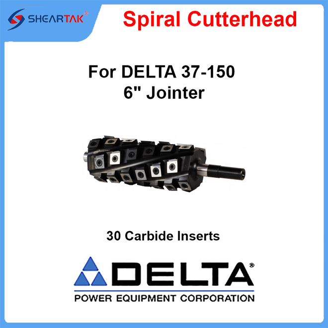 Spiral Cutterhead for DELTA 37-150 6"  Jointer DJ-15 with 30 Carbide Inserts
