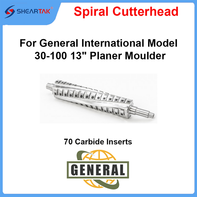 Spiral Cutterhead for General International Model 30-100 13" Planer Moulder
