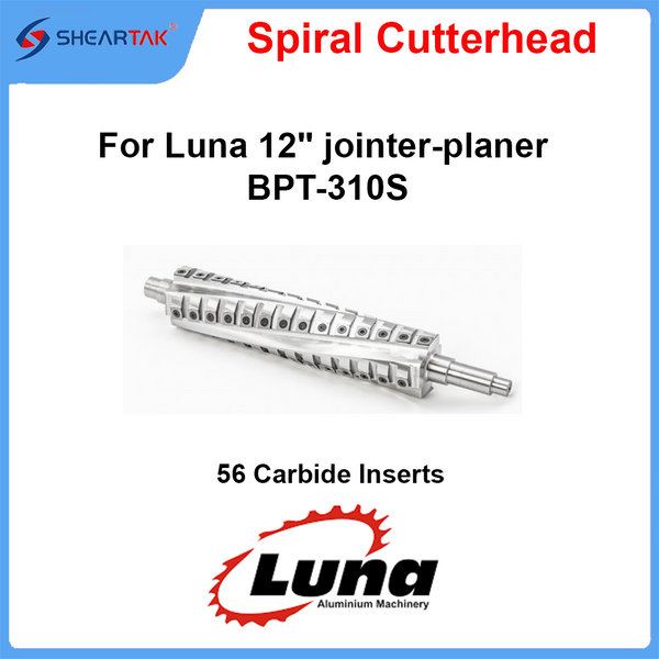 Upgrade Luna 12" Jointer-Planer BPT-310S with Sheartak Helical Cutterhead – 56 Carbide Inserts,