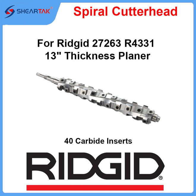 Sheartak Spiral Cutterhead for Ridgid 27263 R4331 13" Thickness Planer