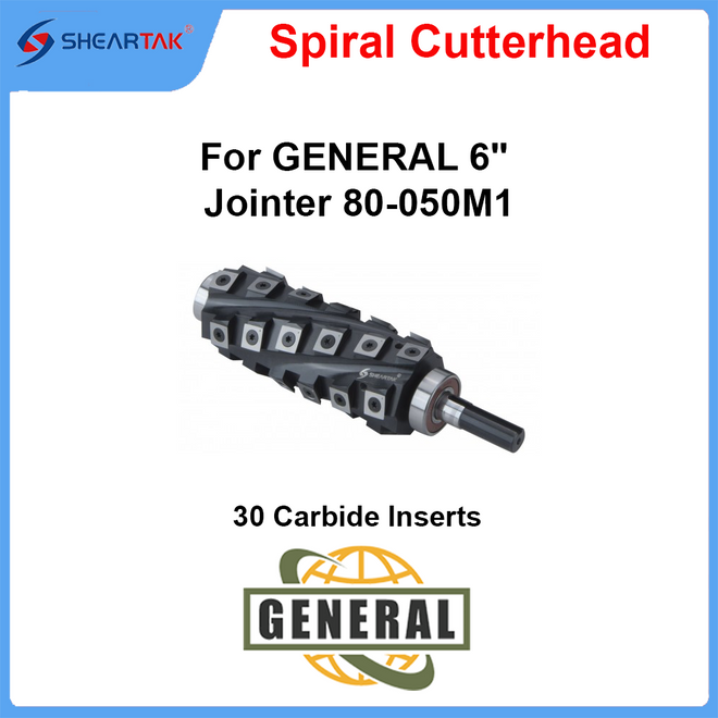 Spiral Cutterhead for GENERAL 6'' Jointer 80-050M1 - Sheartak Tools