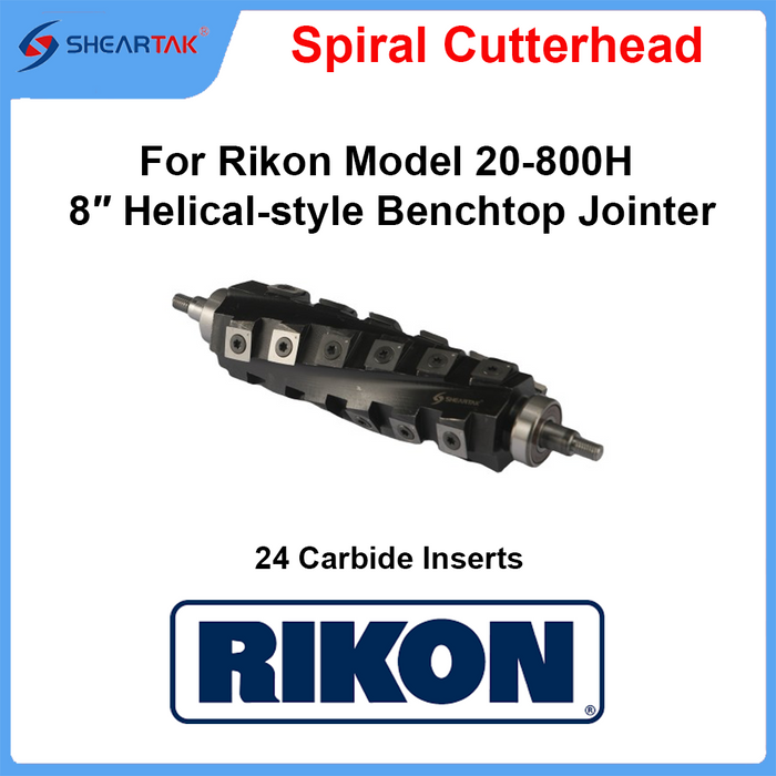 Spiral Cutterhead for Rikon Model 20-800H 8″ Helical-style Benchtop Jointer - Sheartak Tools