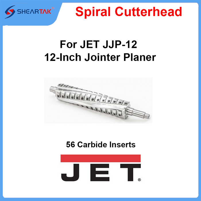 Upgrade JET JJP-12 12" Jointer Planer with Sheartak Helical Cutterhead– 56 Carbide Cutters