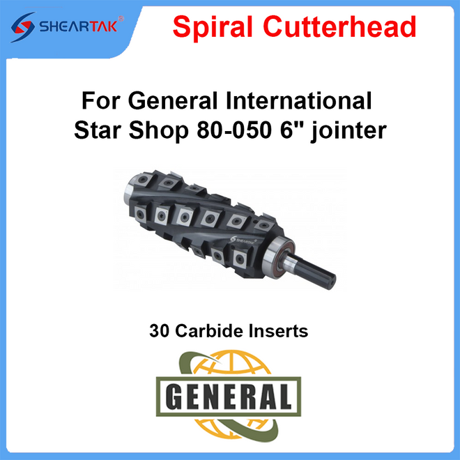 Spiral Cutterhead for General International Star Shop 80-050 6" jointer