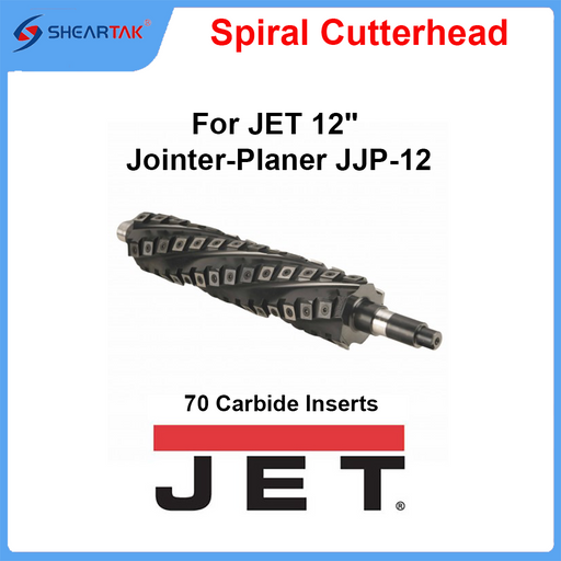 Spiral Cutterhead for JET 12''  Jointer-Planer JJP-12 70 Inserts - Sheartak Tools