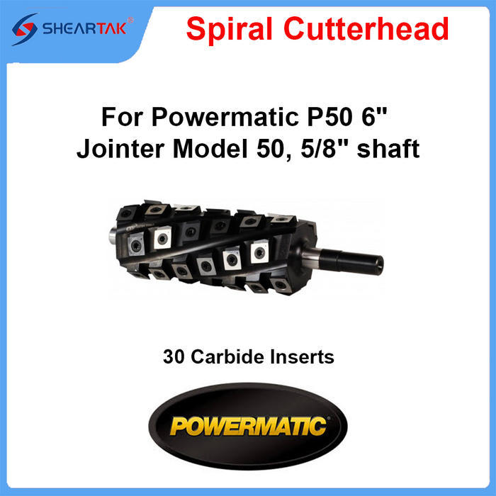 Spiral Cutterhead for Powermatic P50 6" Jointer Model 50, 5/8" shaft