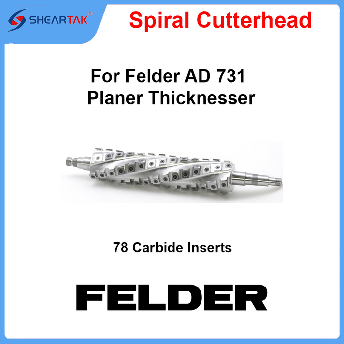 Upgrade Felder AD 731 planer thicknesser with Sheeartak Helical Cutter Head, 78 Carbide Cutters