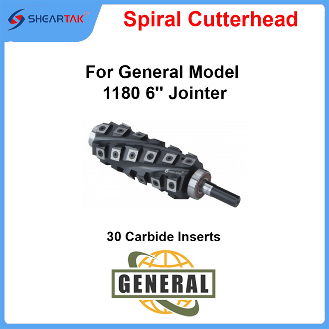 Spiral Cutterhead for General Model 1180 6'' Jointer