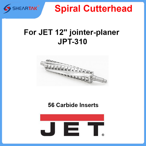 Upgrade JET 12" jointer-planer JPT-310 with Sheartak Helical Cutterhead equipped with 56 carbide knives