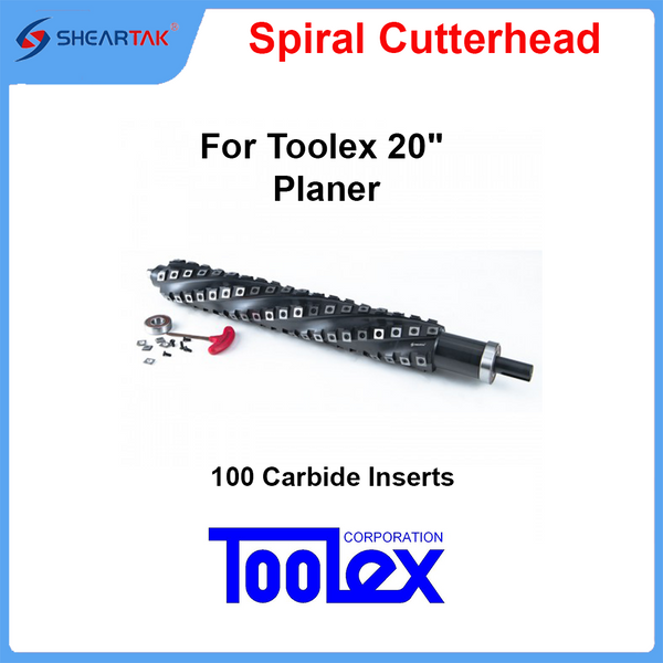Sheartak Spiral Cutterhead for Toolex 20" Planer CT-508 – Full Carbide Insert Set, NSK Bearings, Oil Seal, and T-Handle Wrench