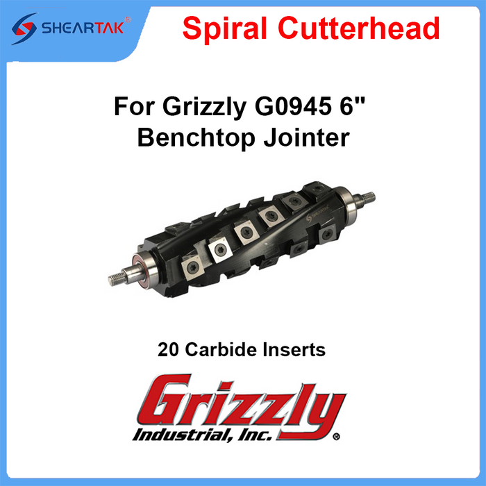 Shearak Spiral Cutterhead for Grizzly G0945 6" Benchtop Jointer