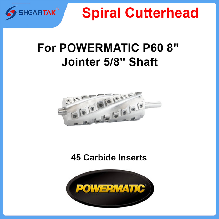 Spiral Cutterhead for POWERMATIC P60 8'' Jointer 5/8" Shaft 45