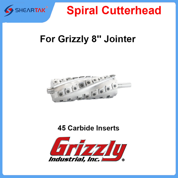 Spiral Cutterhead for Grizzly 8'' Jointer 45 Carbide Inserts