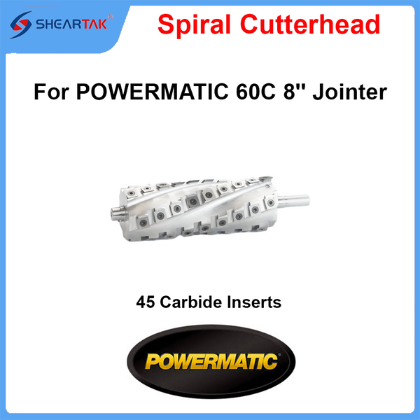 Spiral Cutterhead for POWERMATIC 60C 8'' Jointer 45 Carbide Inserts