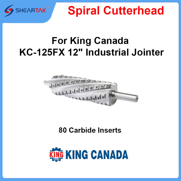 Spiral Cutter head for King Canada KC-125FX 12" Industrial Jointer with 80 Carbide Knives