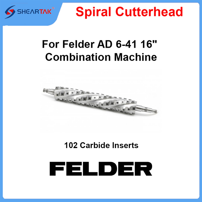Spiral Cutterhead for Felder AD 6-41 16" Combination Machine 102 carbide inserts