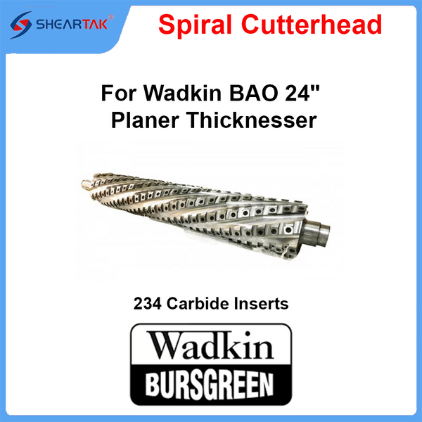 Sheartak Helical Cuttterhead for  Wadkin Bursgreen BAO 24" Planer Thicknesser 234 Carbides cutters