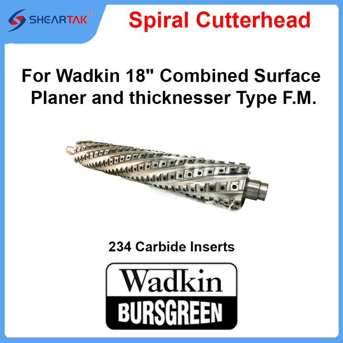 Spiral Cutterhead for Wadkin 18"  Combined Surface Planer and thicknesser Type F.M.