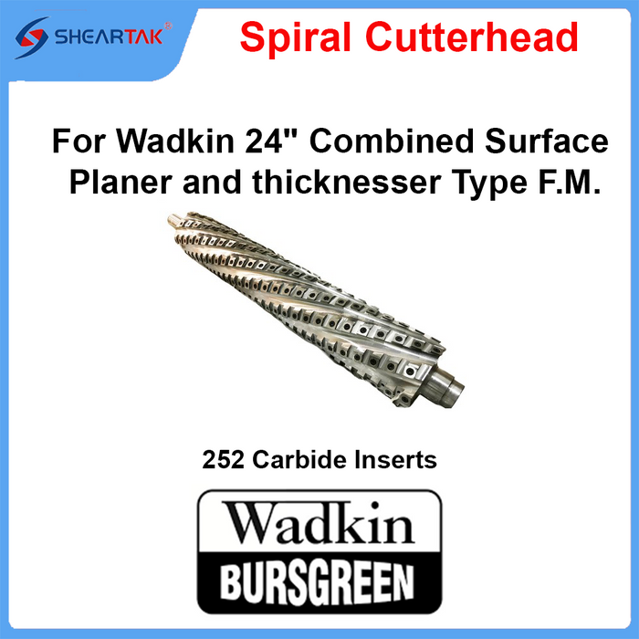 Spiral Cutterhead for Wadkin 24"  Combined Surface Planer and thicknesser Type F.M.
