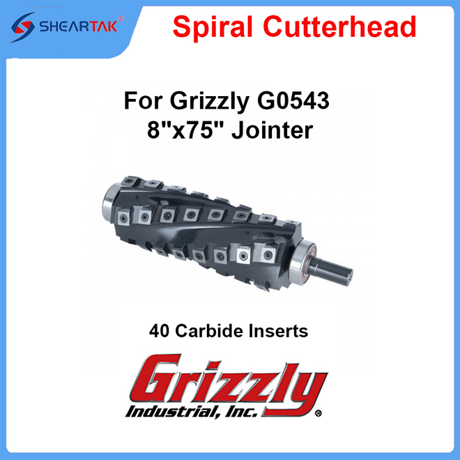 Spiral Cutterhead for Grizzly G0543  8"x75" Jointer - Sheartak Tools