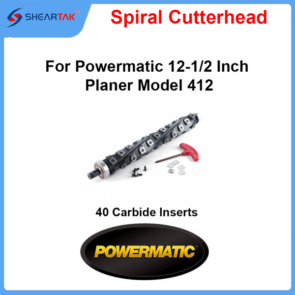 Sheartak Helical Cutterhead for Powermatic Model 412 Planer with 40 Carbide Cutters