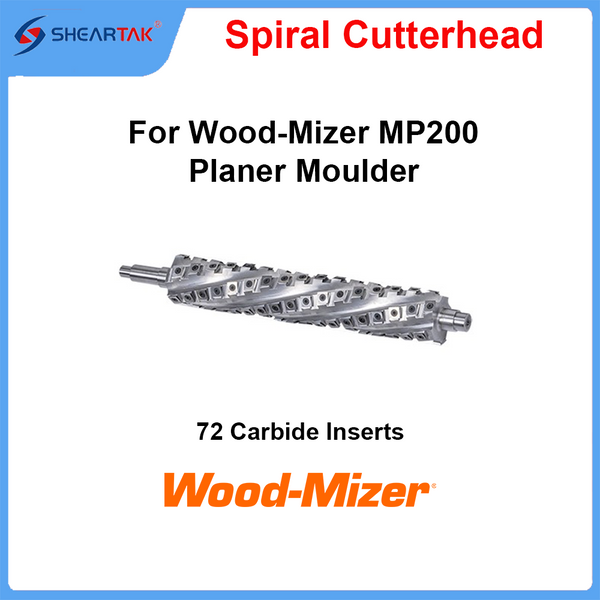 Sheartak Spiral Cutterhead Compatible with Wood-Mizer MP200 Planer Moulder 72 Carbide Inserts