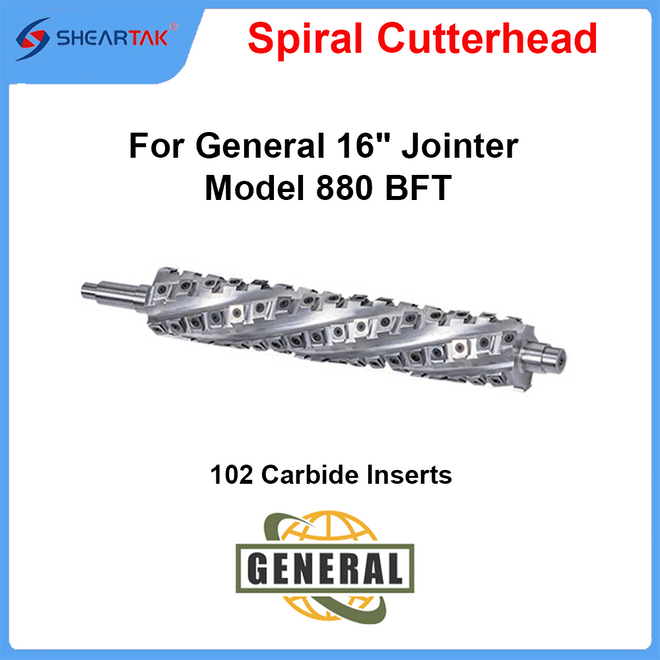 Spiral Cutterhead for General 16" Jointer Model 880 BFT