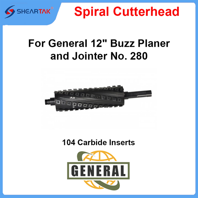 Spiral Cutterhead for General 12" Buzz Planer and Jointer No. 280 - Sheartak Tools