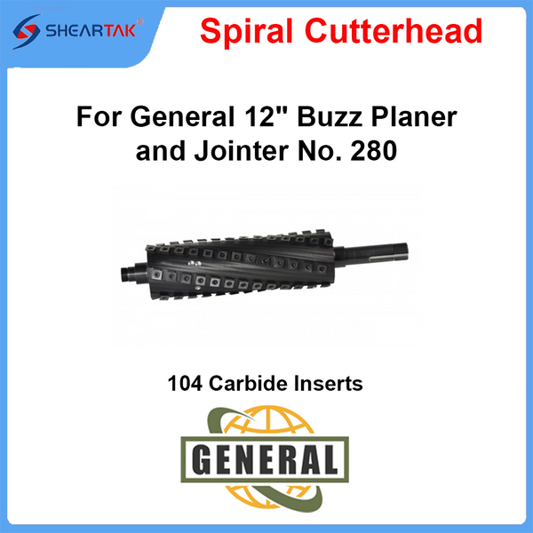 Spiral Cutterhead for General 12" Buzz Planer and Jointer No. 280 - Sheartak Tools