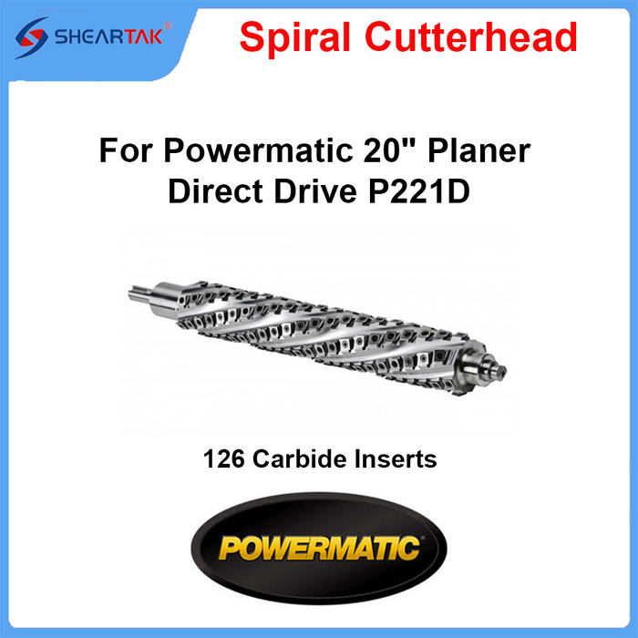 Spiral Cutterhead for Powermatic 20" Planer Direct Drive P221D 126 Carbide Inserts