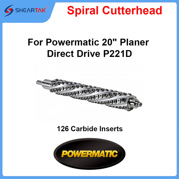 Spiral Cutterhead for Powermatic 20" Planer Direct Drive P221D 126 Carbide Inserts