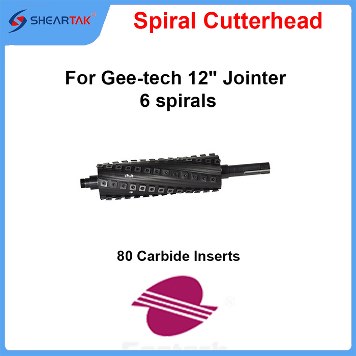 Spiral Cutterhead for Gee-tech 12" Jointer 6 spirals