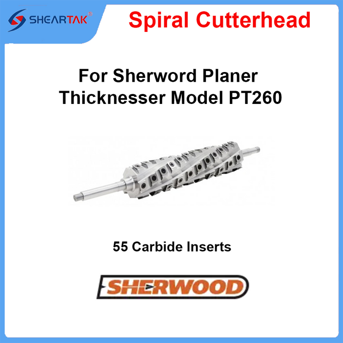 Spiral Cutterhead for Sherword Planer Thicknesser Model PT260 - Sheartak Tools