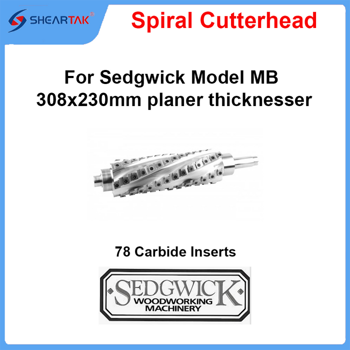 Spiral Cutterhead for Sedgwick Model MB 308x230mm planer thicknesser