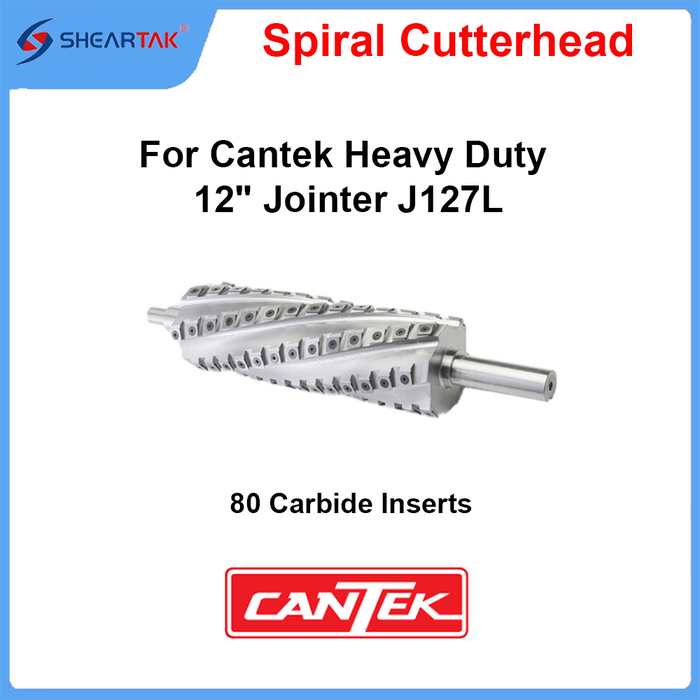 Spiral Cutterhead for Cantek Heavy Duty 12" Jointer J127L 80 Carbide Knives