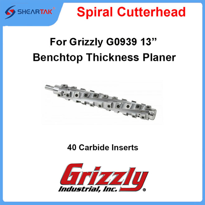 Spiral Cutterhead for Grizzly G0939 13-Inch Benchtop Thickness Planer  with 40 knives