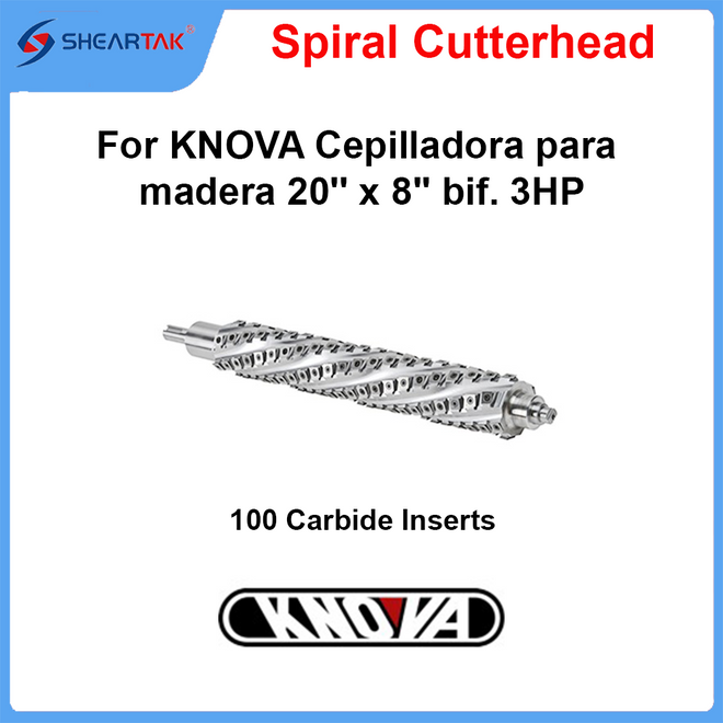 Spiral Cutterhead for KNOVA Cepilladora para madera 20'' x 8'' bif. 3HP|KN CM-20W3|12687
