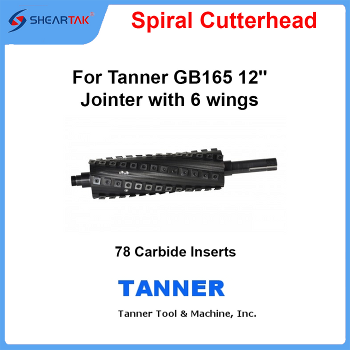 Spiral Cutterhead for Tanner GB165 12'' Jointer