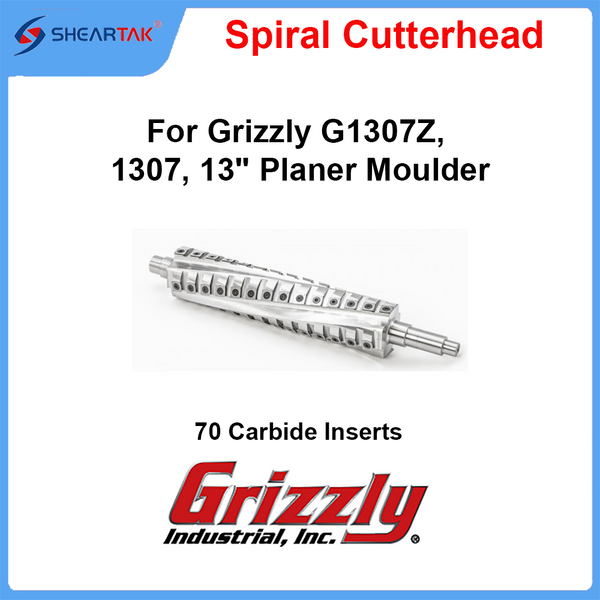 Spiral Cutterhead for Grizzly G1307Z, 1307, 13" Planer Moulder 70 Carbide Cutters