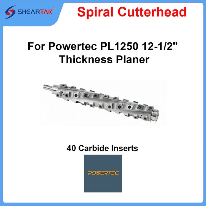 Spiral Cutterhead for Powertec PL1250 12-1/2" Thickness Planer - Sheartak Tools
