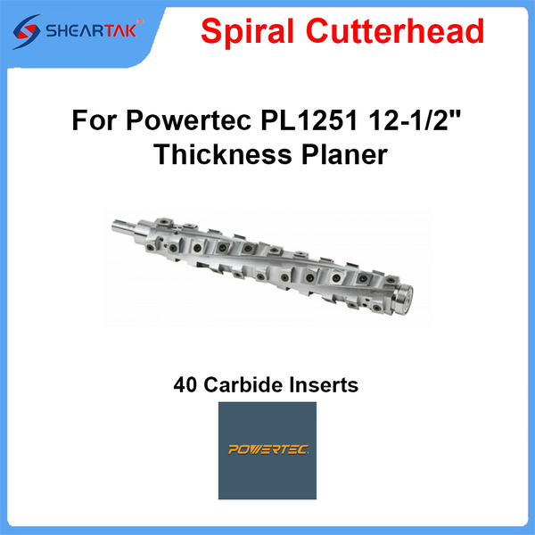 Spiral Cutterhead for Powertec PL1251 12-1/2" Thickness Planer - Sheartak Tools