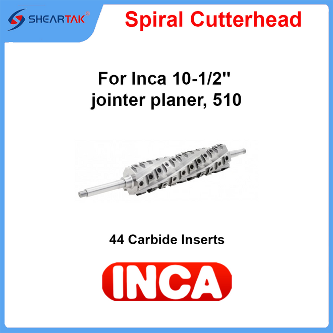 Spiral Cutterhead for Inca 10-1/2'' jointer planer, 510 - Sheartak Tools