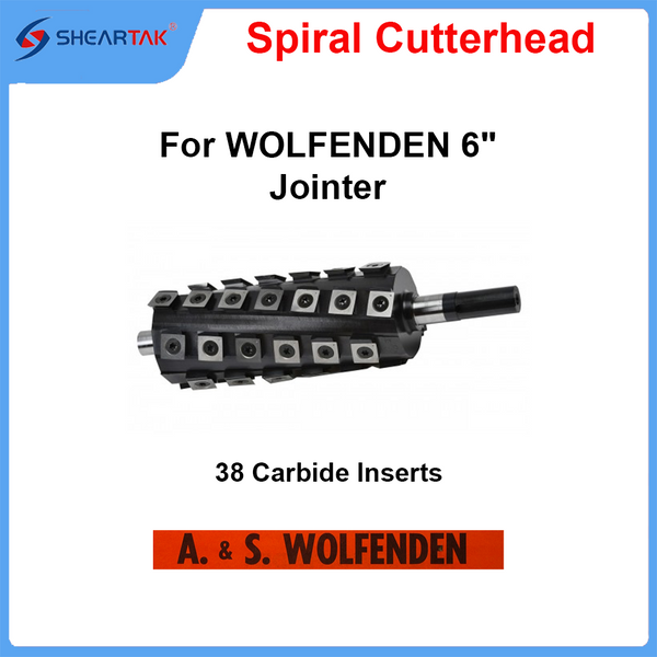 Spiral Cutterhead for WOLFENDEN 6" Jointer 38 Carbide Inserts