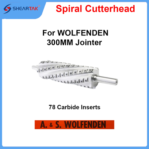 Spiral Cutterhead for WOLFENDEN 300MM Jointer 78 Carbide Inserts